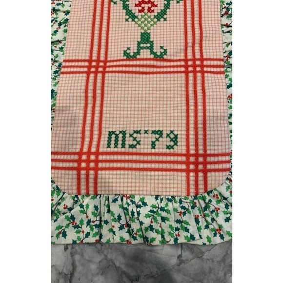 Vintage Cross-stitched Joy Christmas Banner Wall Hanging - Picture 3 of 4